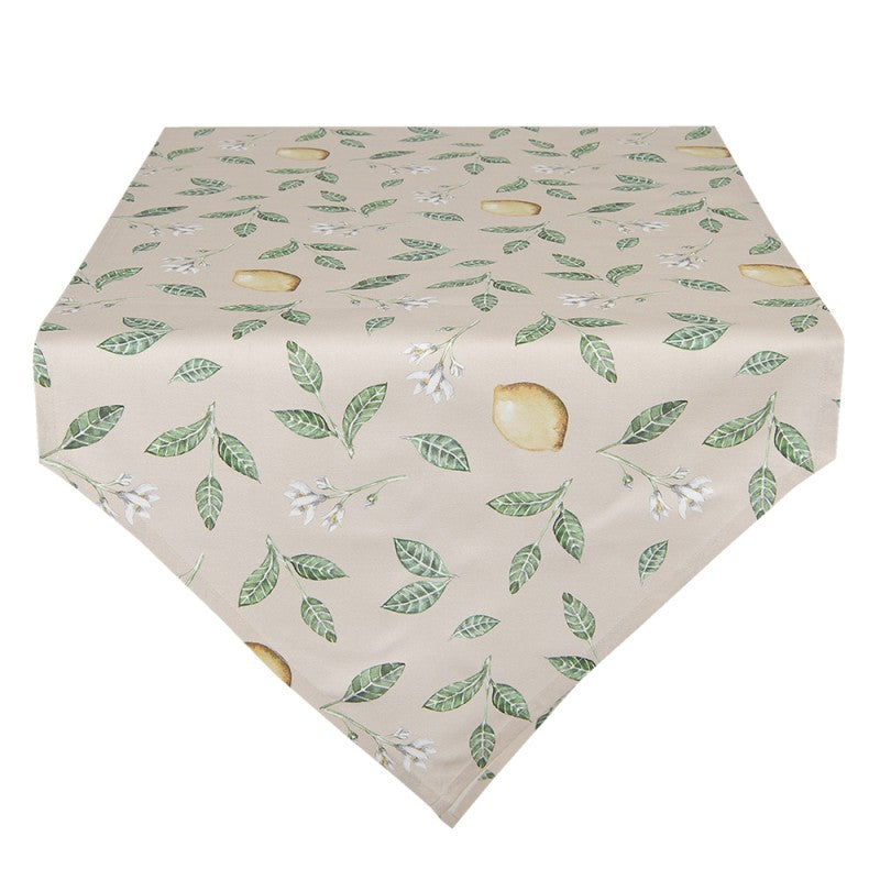 Tafelloper Citroen beige groen 160x50cm