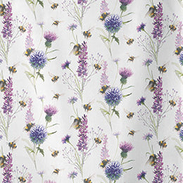 Keukendoek Bumblebees in the Meadow wit paars 70x50cm