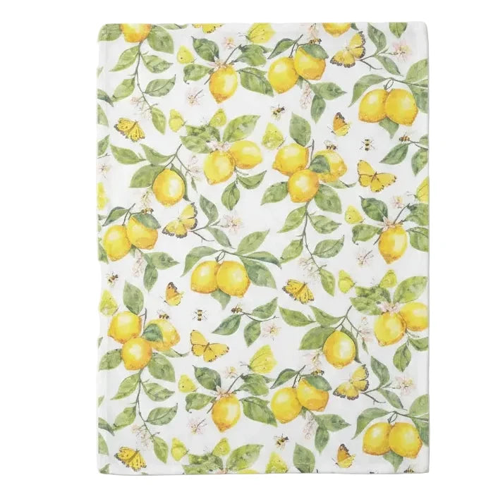 Theedoek Fresh Lemons wit geel 70x50cm