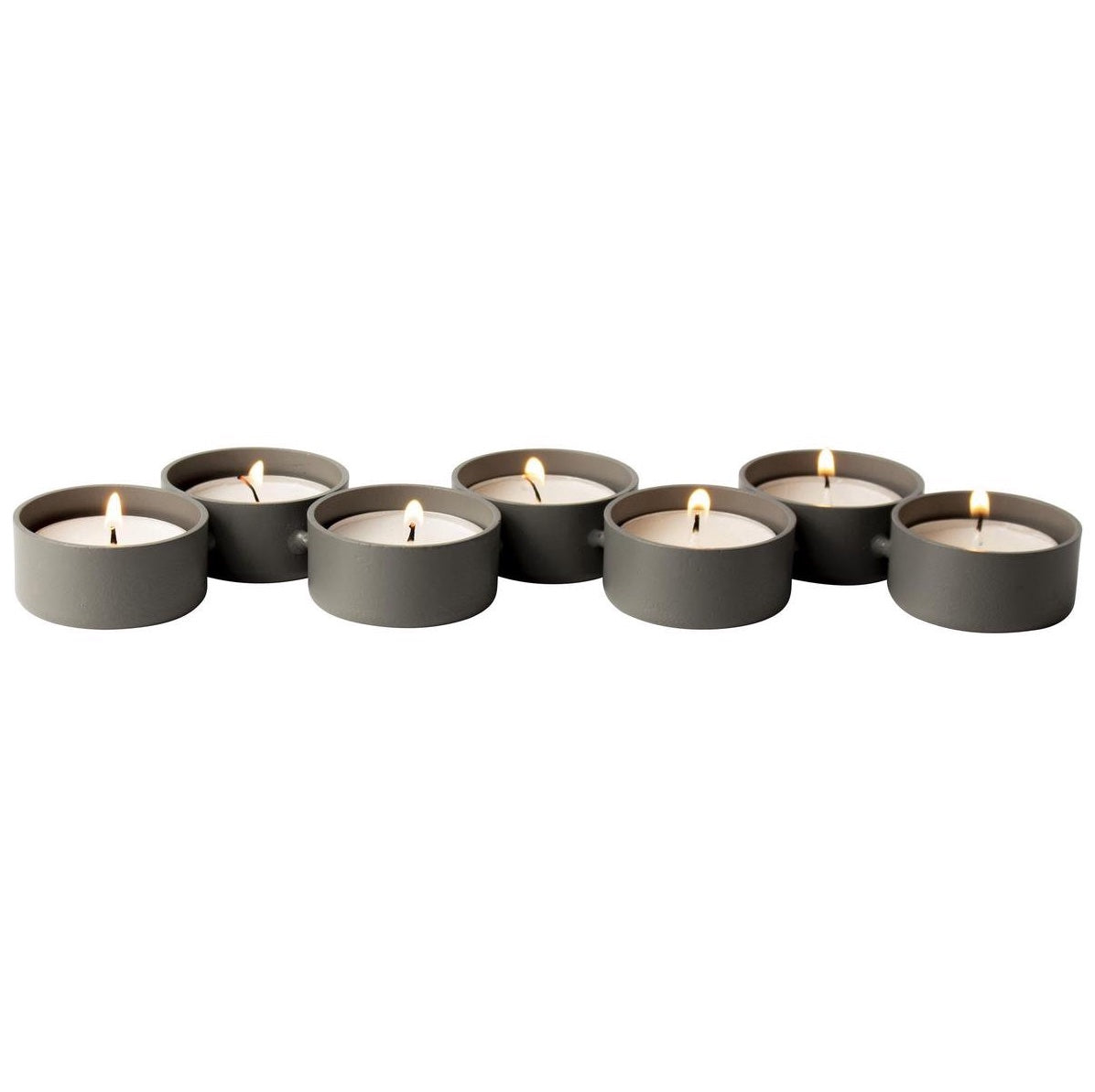 Theelichthouder Cadena 7 stuks grijs 26x8x2cm