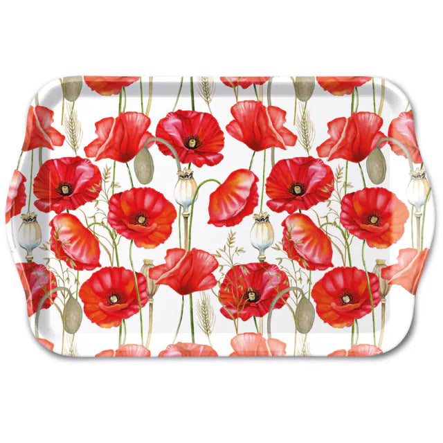 Tray Poppy all over white 13x21cm