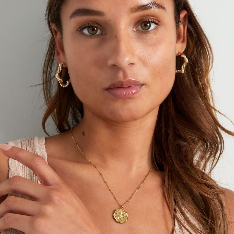 ronde gedraaide rope oorbellen met parels