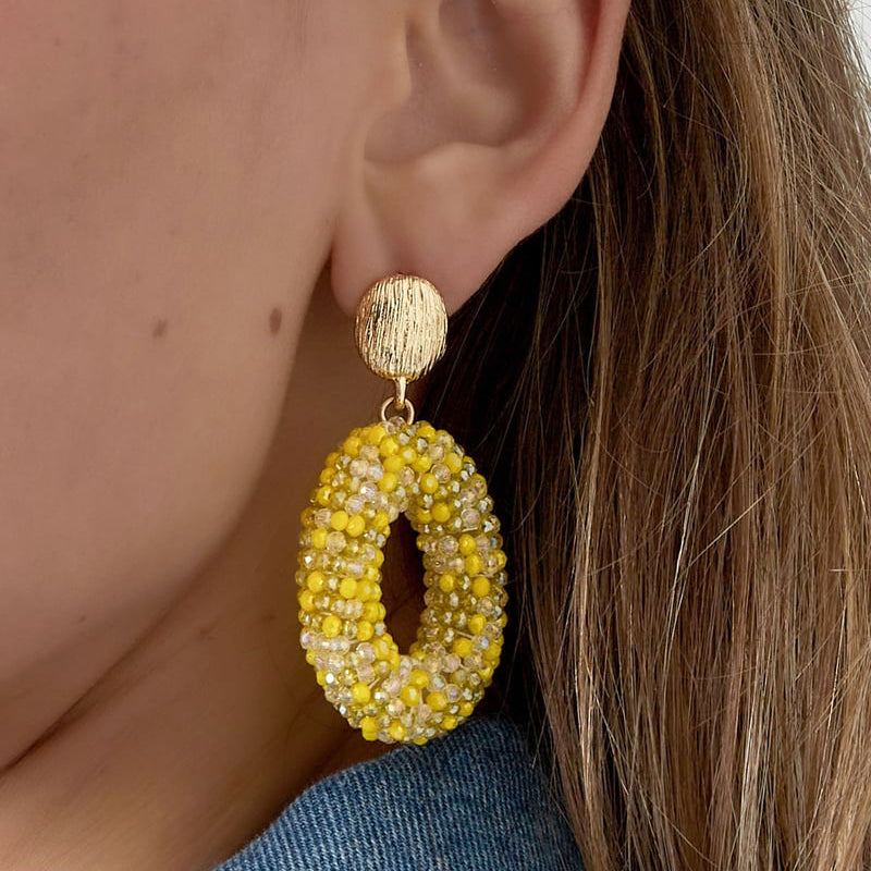 Ovale discodip oorbel - multi