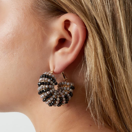 Happy Beads oorbellen - black & grey