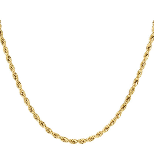 Unisex ketting dik gedraaid 60cm - Goud kleur-4.5MM
