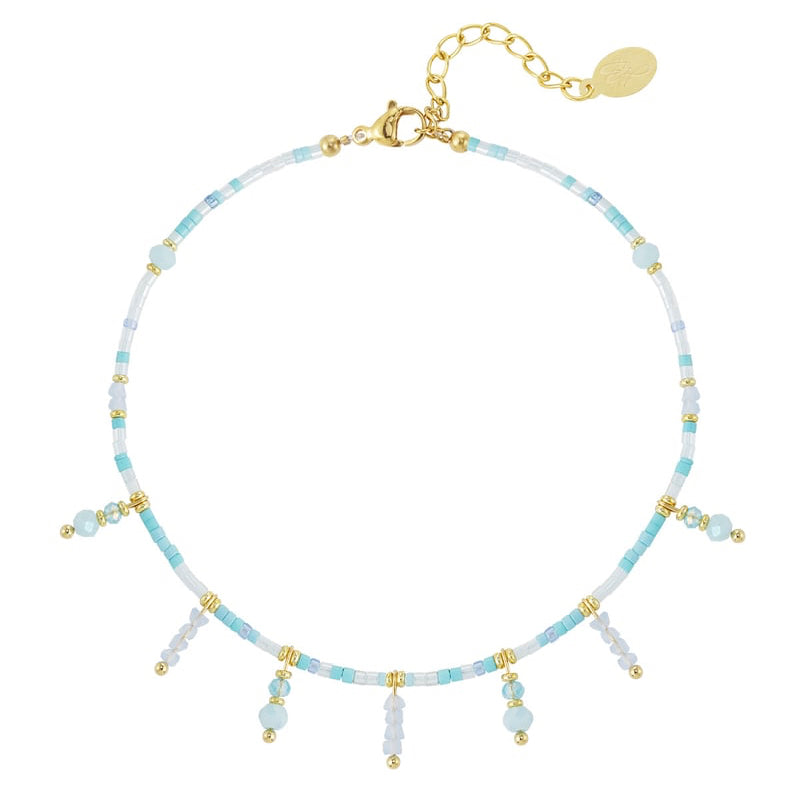 kralen armband met kralen hangers-  blauw / 