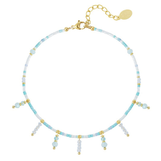 kralen armband met kralen hangers-  blauw / 