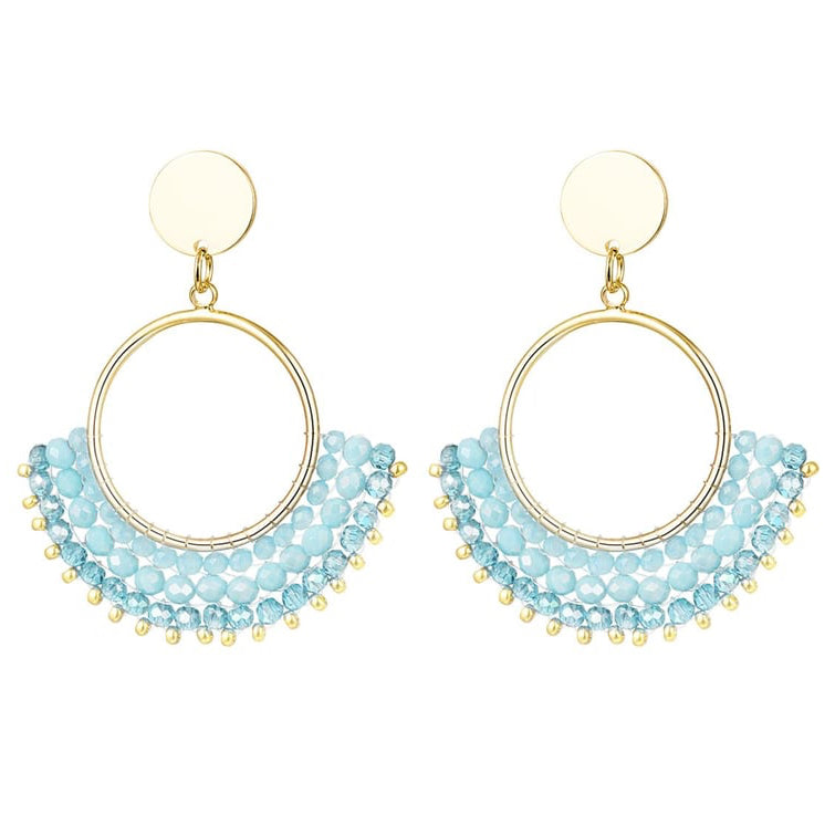 Oorbellen met kristalkralen Wit Koper