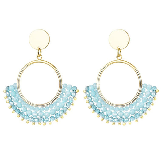 Oorbellen met kristalkralen Wit Koper