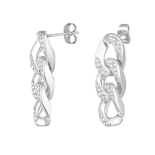 Oorstekers schakel zirkoon Zilver Stainless Steel