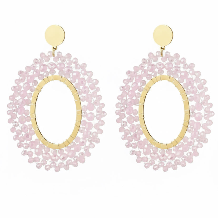 Oorbellen kralen party - wit Stainless Steel