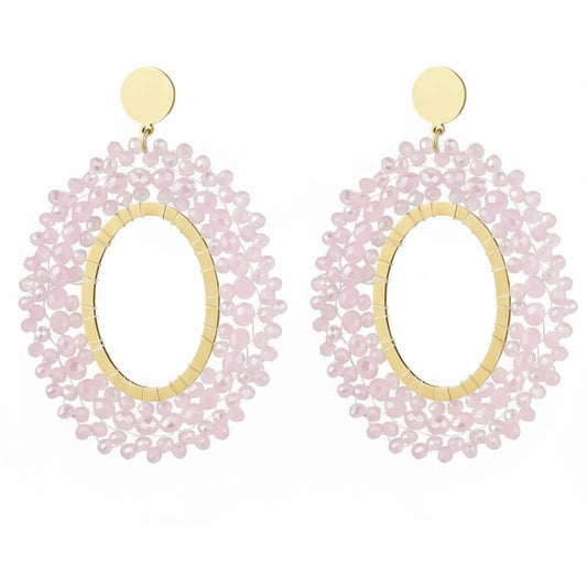 Oorbellen kralen party - wit Stainless Steel