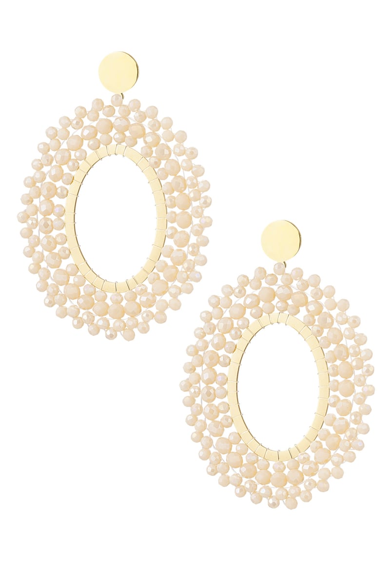 Oorbellen kralen party - wit Stainless Steel