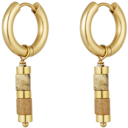 Oorbellen kraaltjes gouden details goud beige