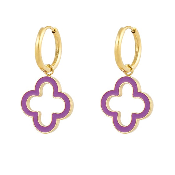 Oorbellen clover radiance - paars