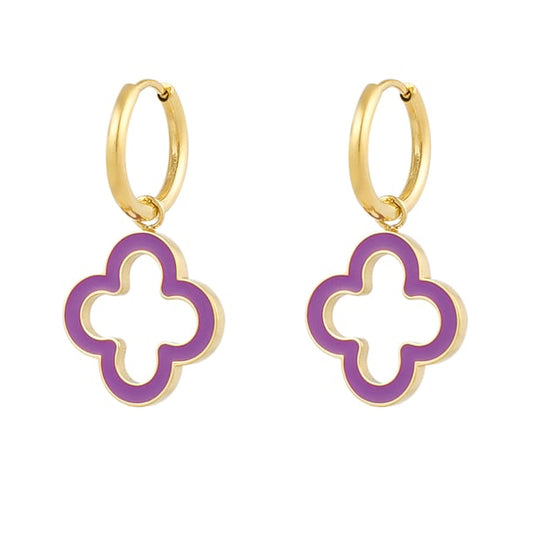 Oorbellen clover radiance - paars