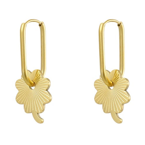 oorbellen langwerpig met bloem