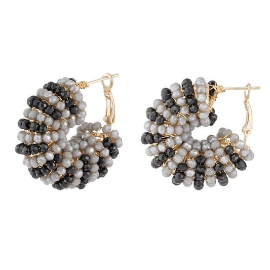 Happy Beads oorbellen - black & grey