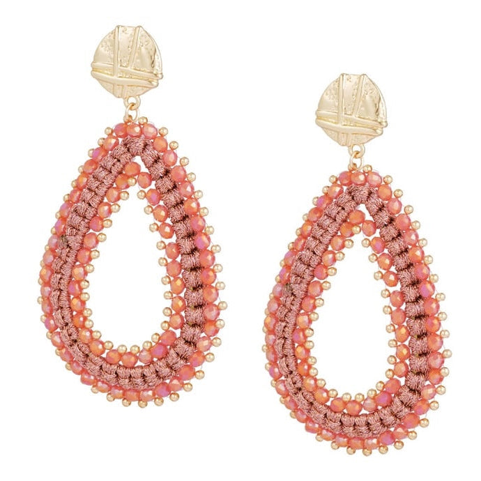 Oorbellen Shimmering Drop Beads goud rood