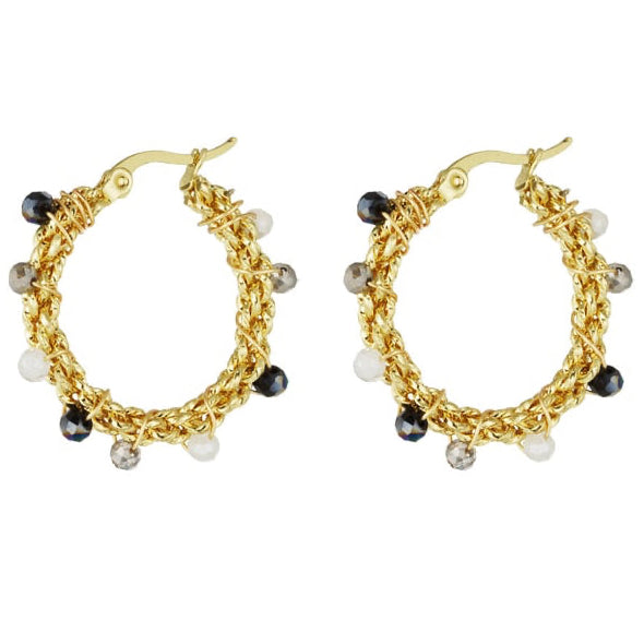 Bright bead oorbellen - zwart & grijs