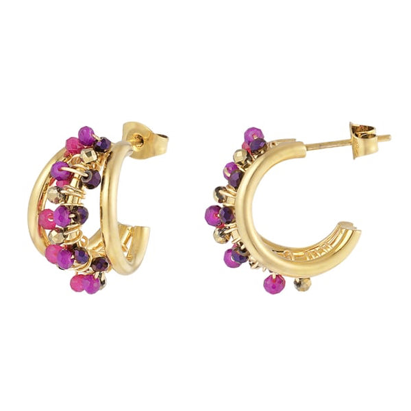 Small beads hoops earrings - multi