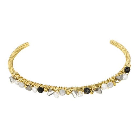 Beady Bangle armband goud zwart