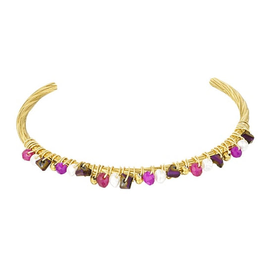 Armband Beady Bangle armband goud paars