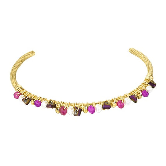 Armband Beady Bangle armband goud paars