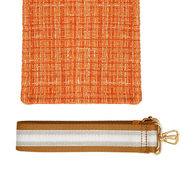 Handtas met Patroon en Bag Strap oranje 16x27x8cm