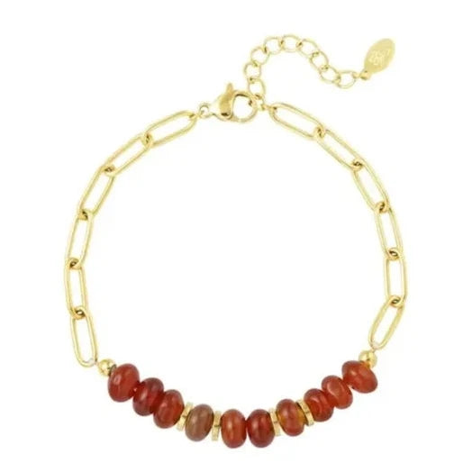 Armband Chunky met steentjes Stone goud cognac