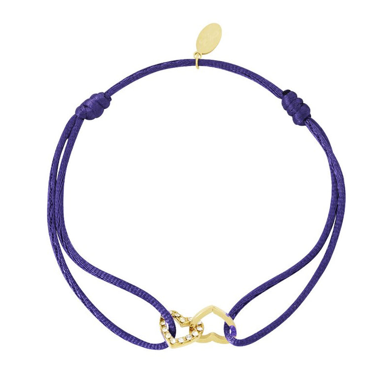 Armband Connected Hart satijn donkerblauw