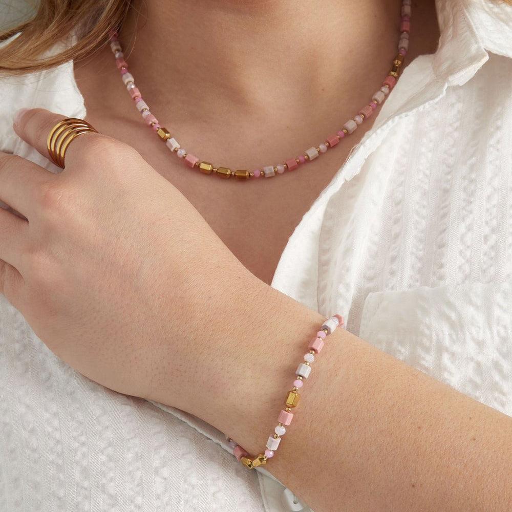 Armband Kleurrijk Festival goud roze