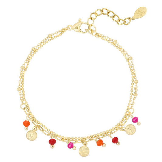 Armband Muntjes en Kralen goud roze