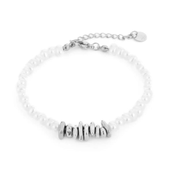 Armband Pareltjes zilver wit
