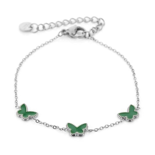 Armband Vlinders zilver groen