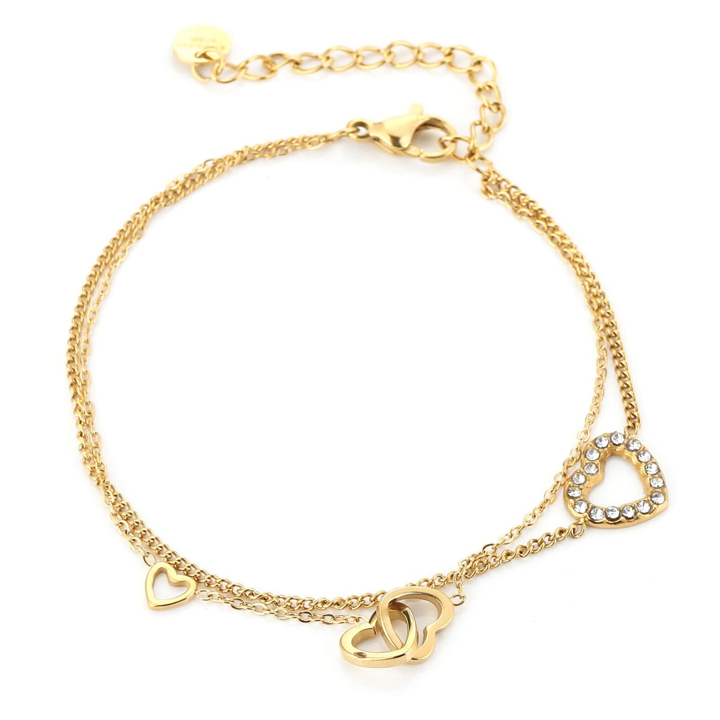 Armband Dubbel Hartjes goud voorbeeld