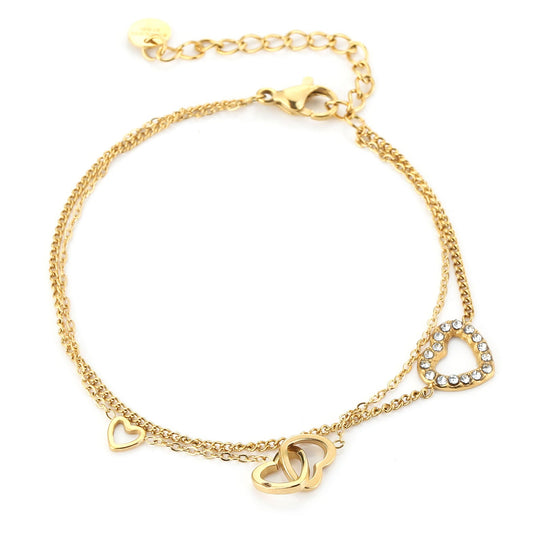 Armband Dubbel Hartjes goud voorbeeld