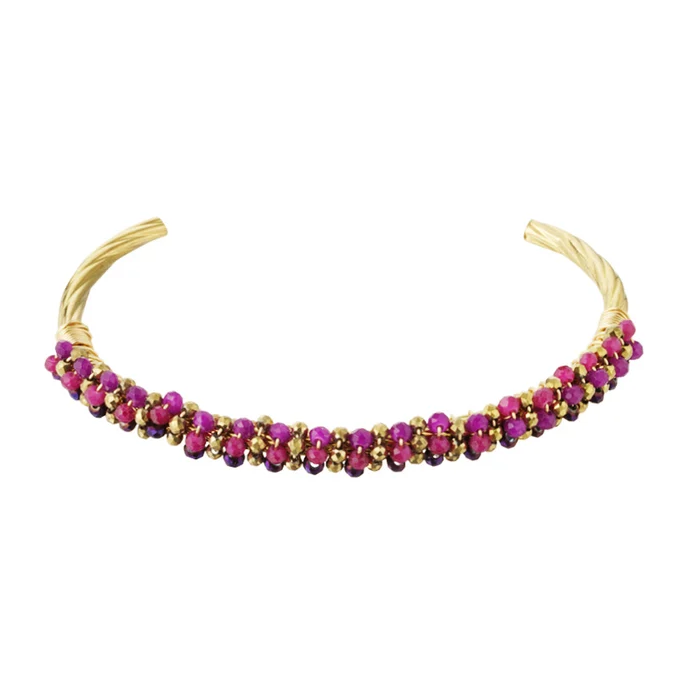 Armband Fiesta goud fuchsia