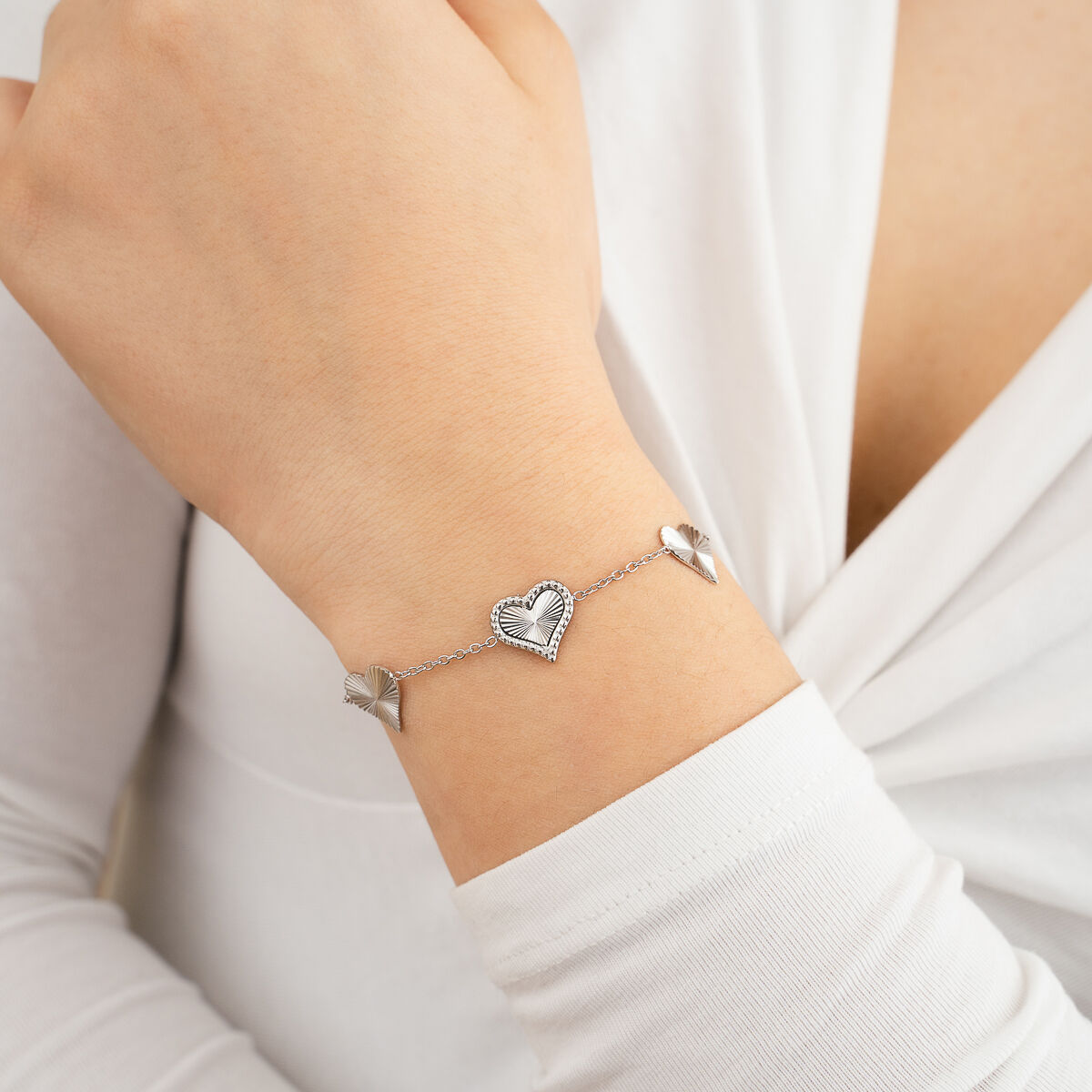 Armband Hartjes zilver sfeer