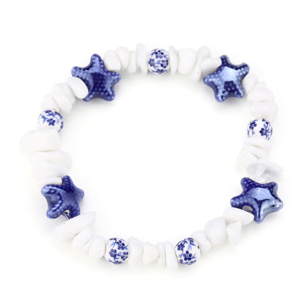 Armband Kralen Strand Ster wit blauw vooraanzicht