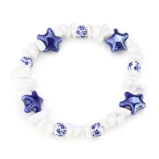 Armband Kralen Strand Ster wit blauw vooraanzicht