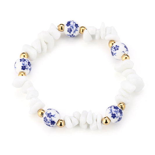 Armband Kralen Strand wit blauw