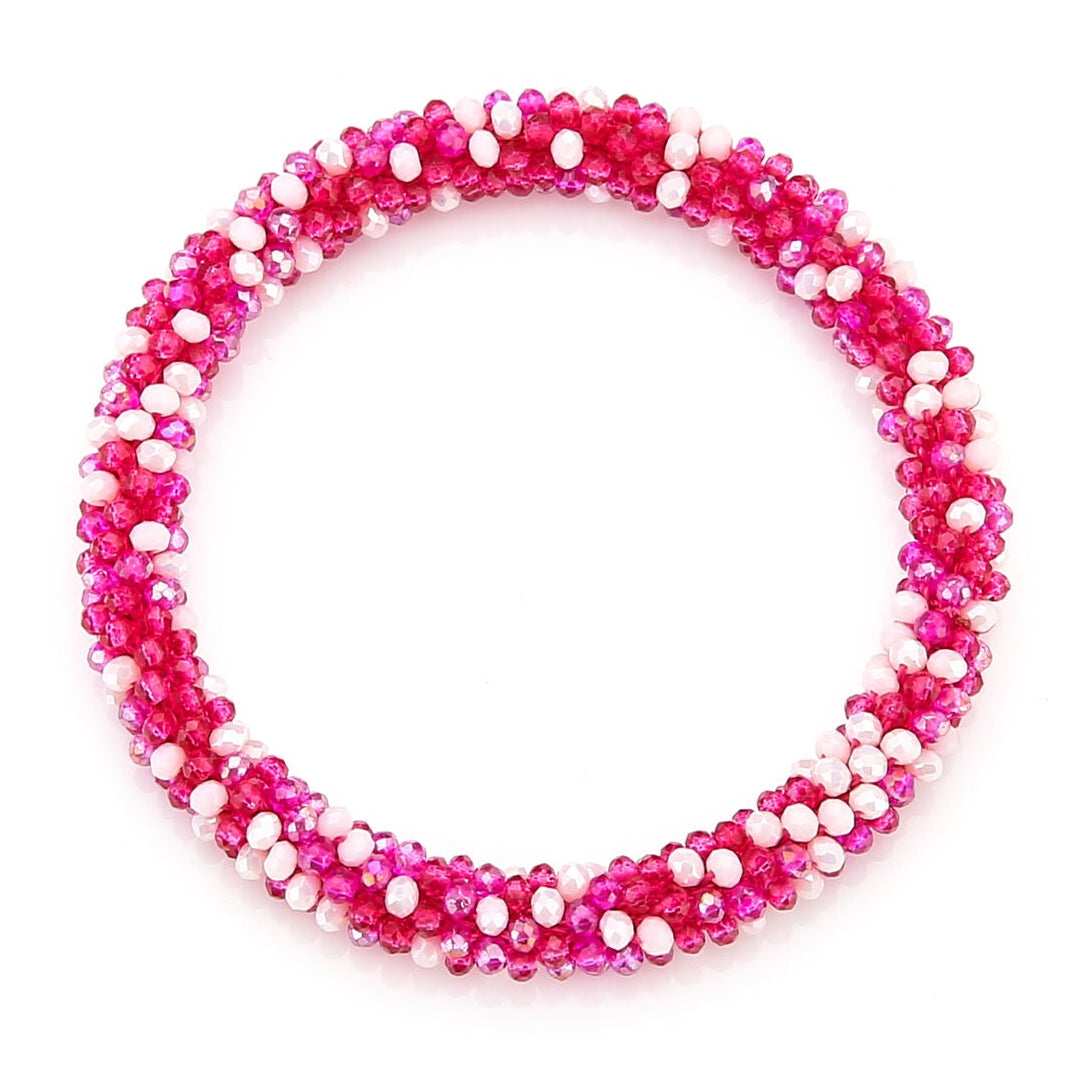 Armband Kralen Strass fuchsia mix