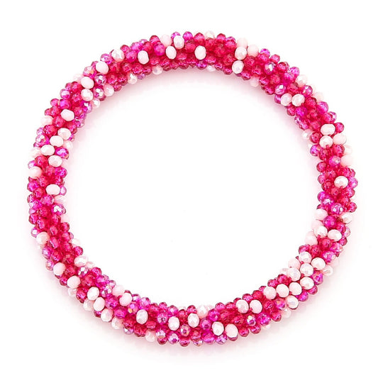 Armband Kralen Strass fuchsia mix