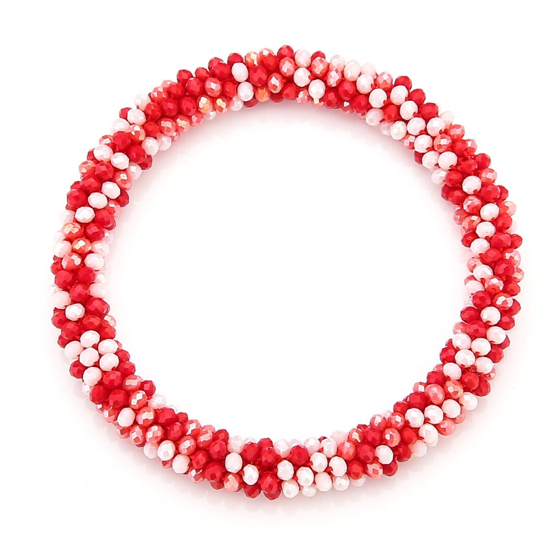 Armband Kralen Strass rood mix