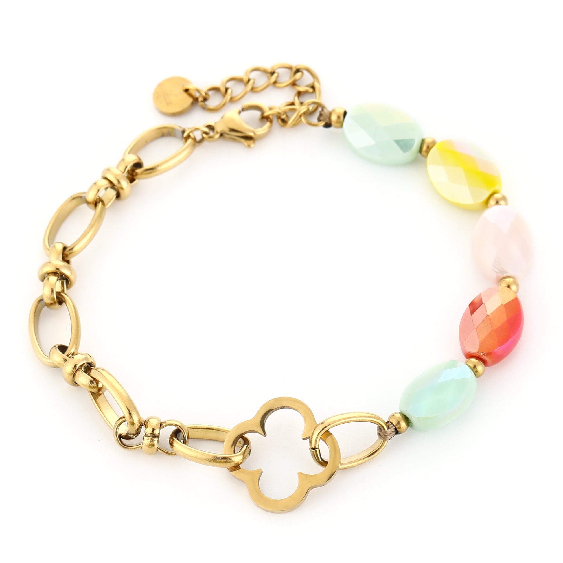 Armband Natuursteen Schakels goud multi