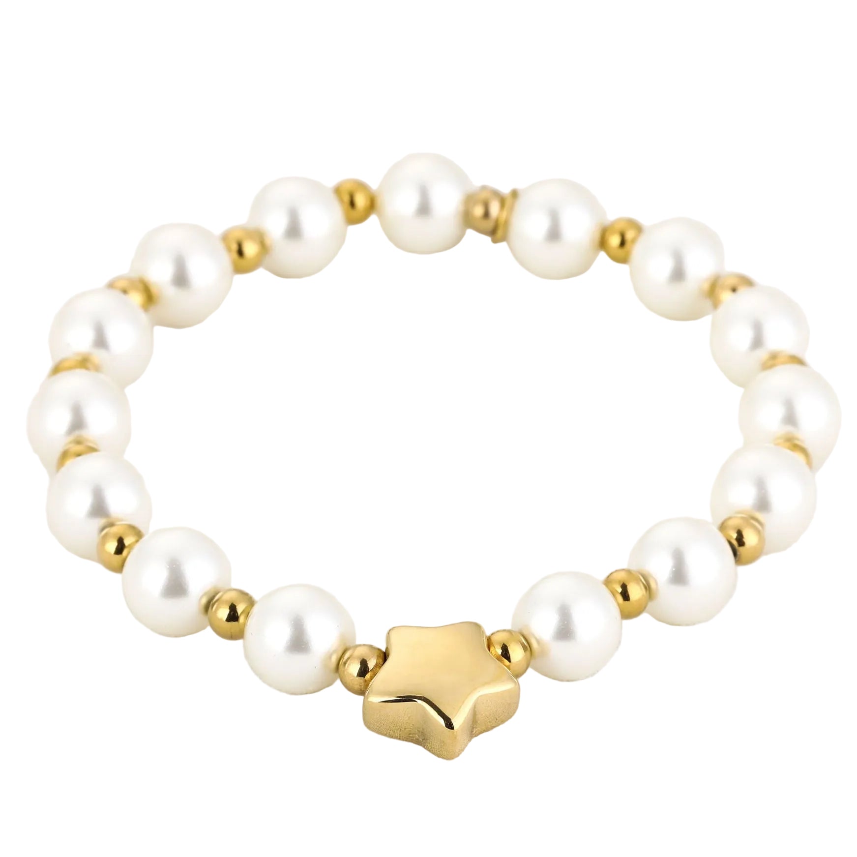 Armband Parels Ster goud wit liggend