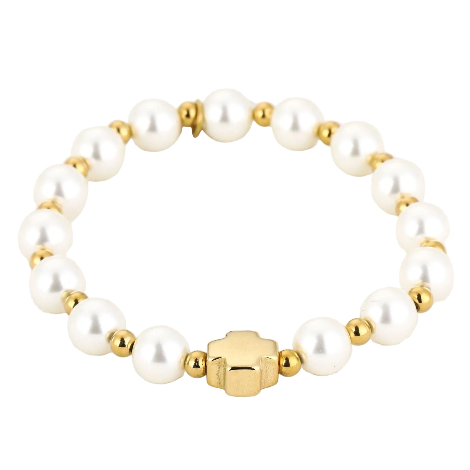 Armband Parels goud wit liggend