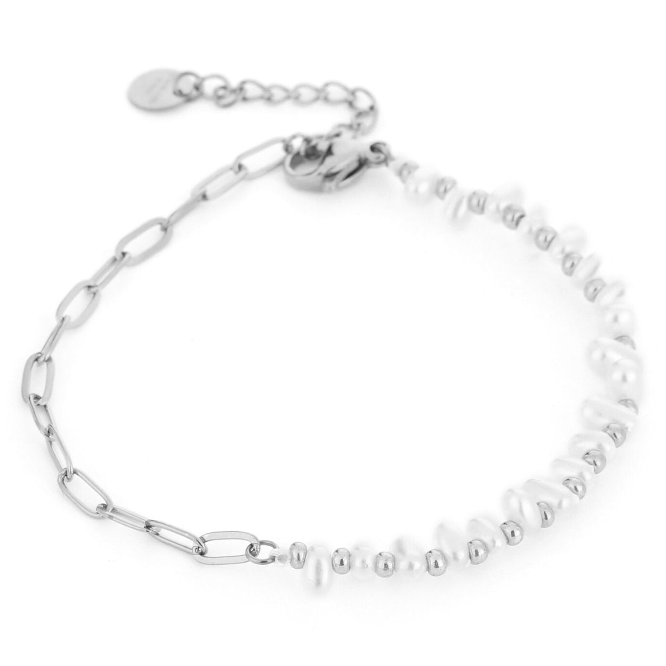 Armband Pareltjes zilver wit 2