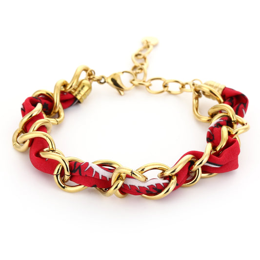 Armband Schakel met Bandana goud rood